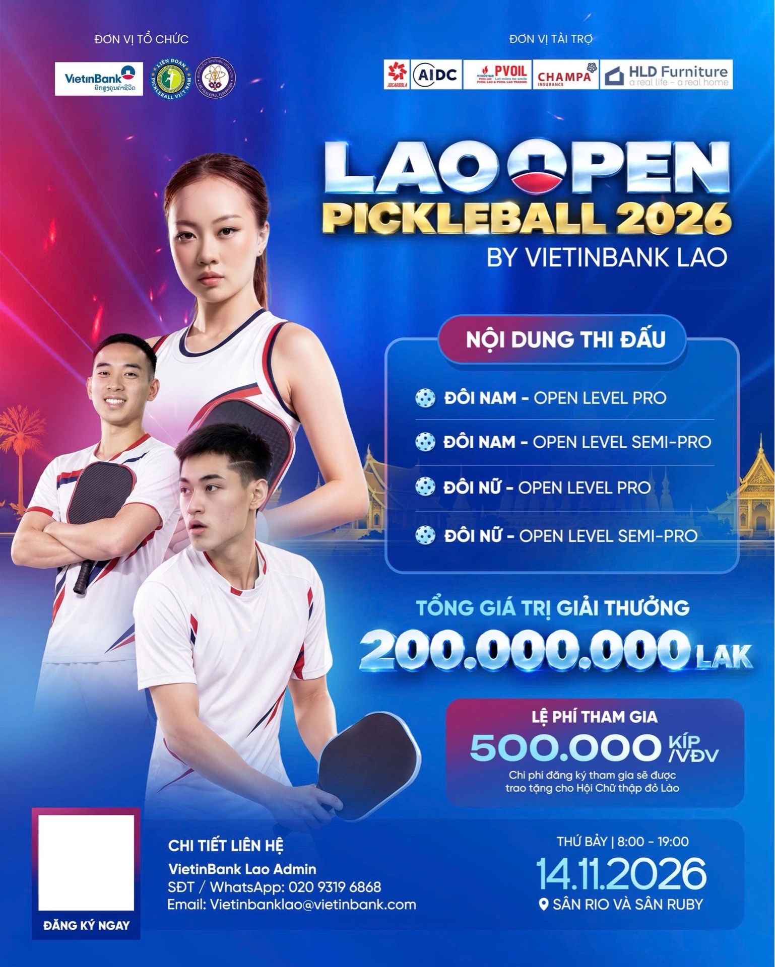 GIẢI PICKLEBALL LAO OPEN LEVEL PRO - ĐÔI NỮ 