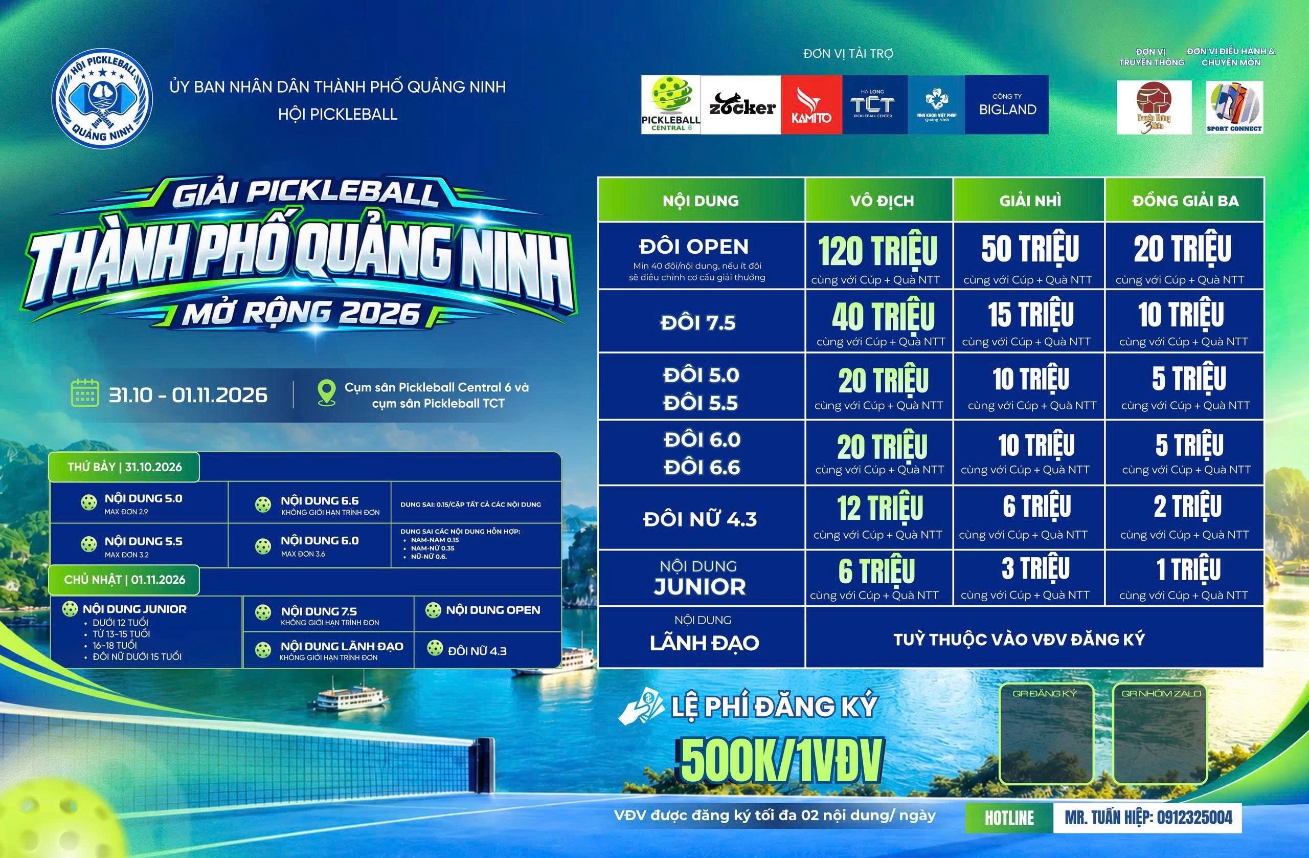 GIẢI PICKLEBALL THÀNH PHỐ QUẢNG NINH MỞ RỘNG 2026 